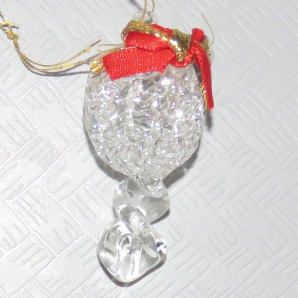 Vtg Clear Spun Glass Crystal Oval Pinecone Shape Hanging XMAS Ornament - Picture 6 of 10